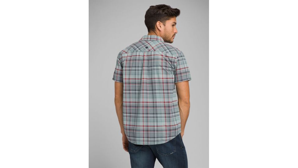 prAna Cayman Plaid Short Sleeve - Mens, Agave, Large, M11181353 -033-L