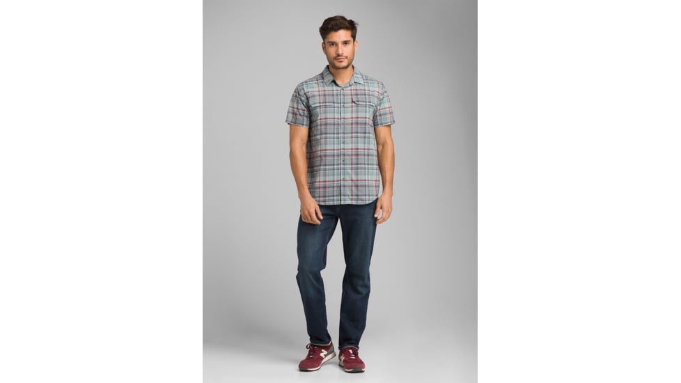 prAna Cayman Plaid Short Sleeve - Mens, Agave, Large, M11181353 -033-L