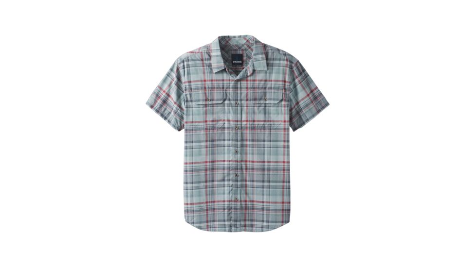 prAna Cayman Plaid Short Sleeve - Mens, Agave, Large, M11181353 -033-L
