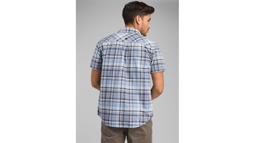 prAna Cayman Plaid Short Sleeve - Mens, Blue Anchor, Medium, M11181353 -419-M