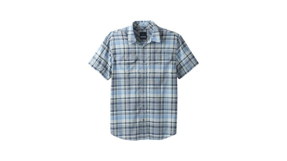 prAna Cayman Plaid Short Sleeve - Mens, Blue Anchor, Medium, M11181353 -419-M