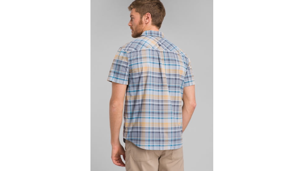 prAna Cayman Plaid Short Sleeve - Mens, Rain, Large, M11181353-RAIN-L