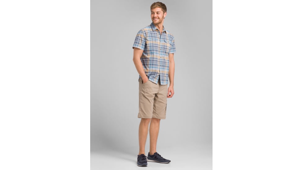 prAna Cayman Plaid Short Sleeve - Mens, Rain, Large, M11181353-RAIN-L