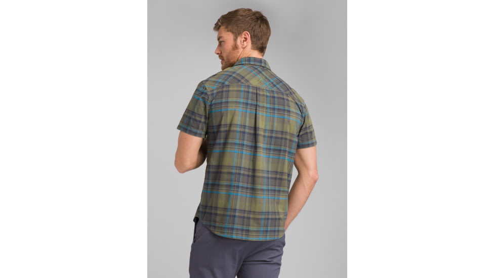 prAna Cayman Plaid Short Sleeve - Mens, Rye Green, Large, M11181353-RYGR-L