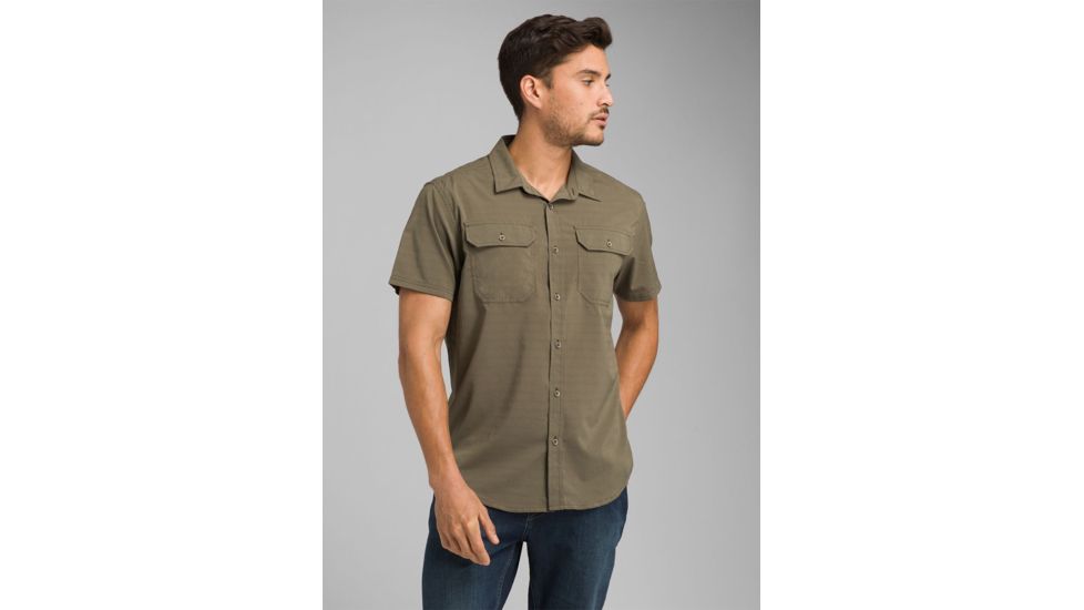 prAna Cayman Short Sleeve Shirt - Mens, Cargo Green, Large, M11170332-CAGR-L