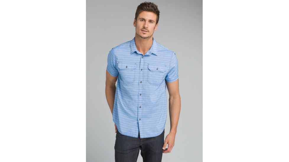 prAna Cayman Short Sleeve Shirt - Mens, Island Blue, Large, M11170332-ISBL-L