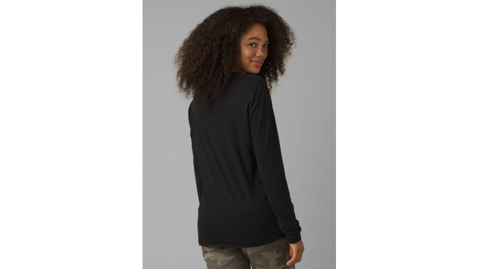 prAna Cozy Up Long Sleeve Tee, Black, Medium, 1964411-001-M