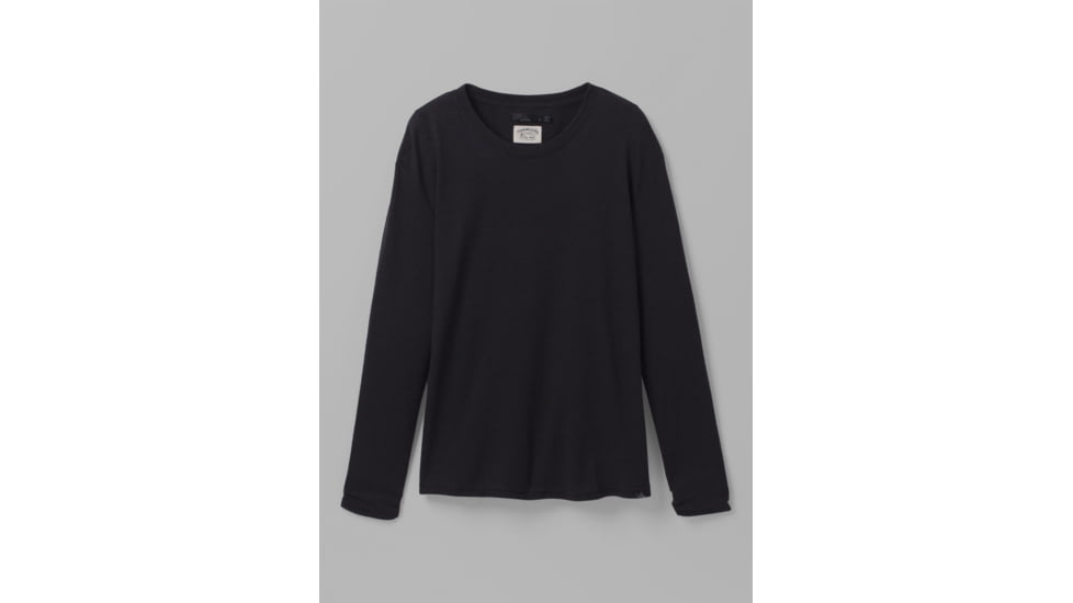 prAna Cozy Up Long Sleeve Tee, Black, Medium, 1964411-001-M