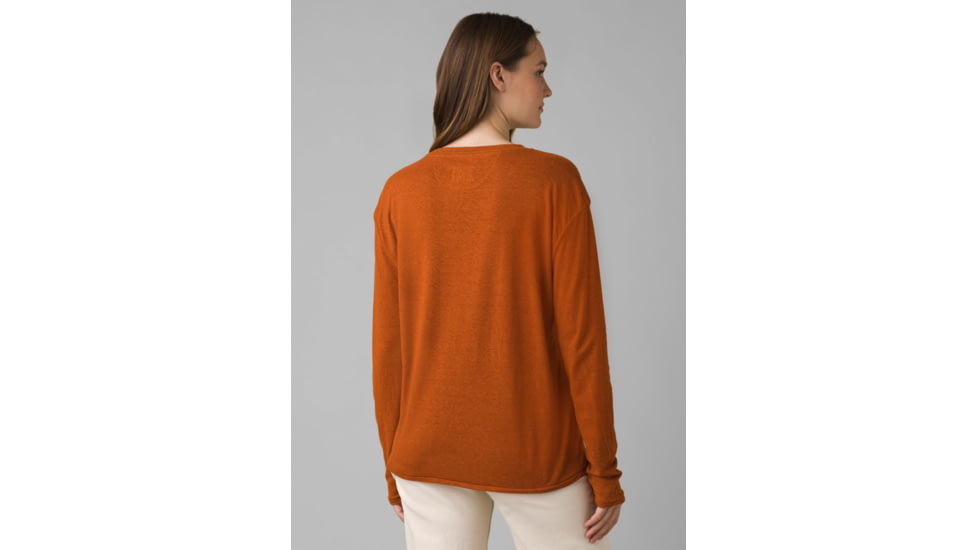 prAna Cozy Up Long Sleeve Tee, Gingerbread Heather, Medium, 1964411-800-M