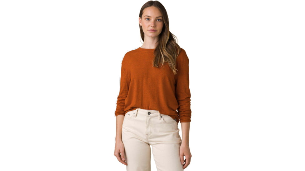 prAna Cozy Up Long Sleeve Tee, Gingerbread Heather, Medium, 1964411-800-M