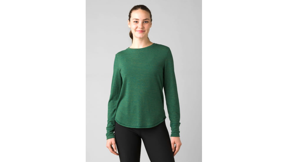 prAna Cozy Up Long Sleeve Tee - Womens, Deep Pine Heather, Large, 1971131-300-L