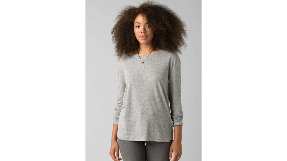 prAna Cozy Up Long Sleeve Tee - Womens, Heather Grey, Medium, W21202125-HTGY-M