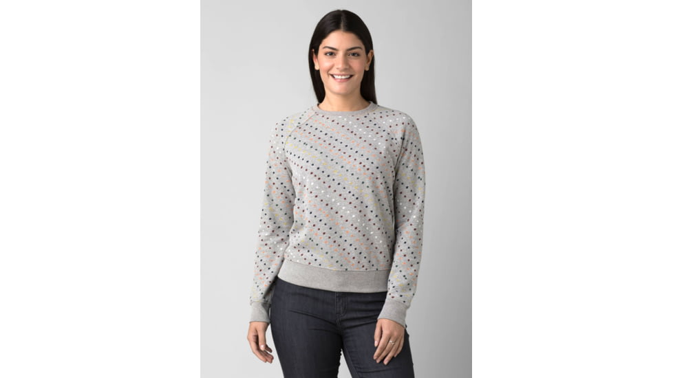 prAna Cozy Up Sweatshirt - Womens, Heather Grey Ditsy Road, Medium, 1967291-020-M