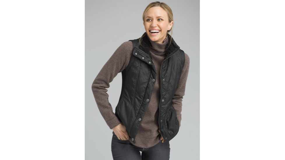 prAna Diva Vest, Snap Button Closure - Womens, Black, XSmall, W13180560-BLK-XS