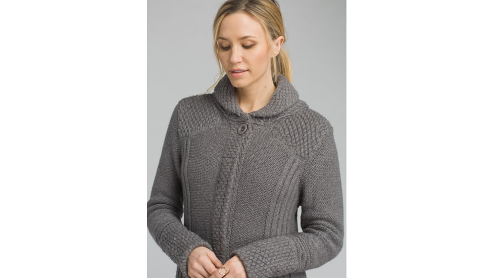 prAna ELong Sleevein Sweater Coat - Womens, Gravel, Large, W23180540-GRA-L