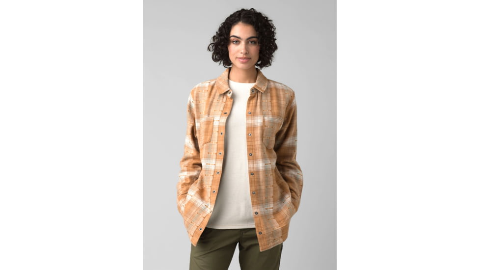prAna Emerick Lined Flannel - Women's, Large, Embark Brown, 1967061-200-L
