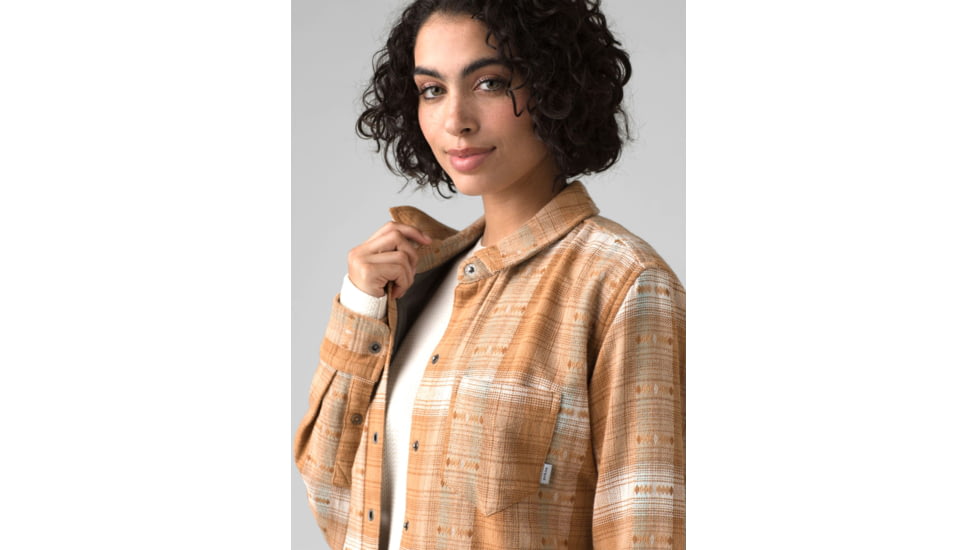 prAna Emerick Lined Flannel - Women's, Large, Embark Brown, 1967061-200-L
