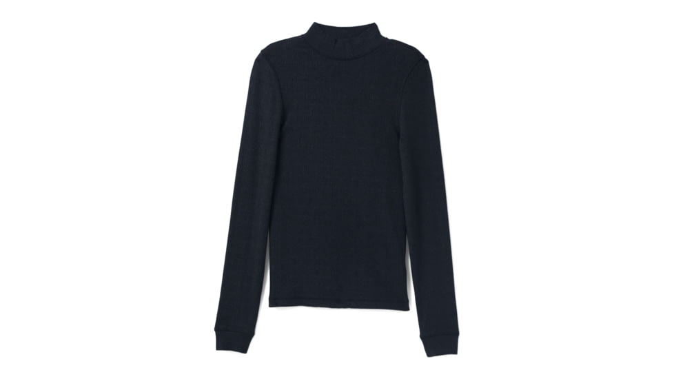 prAna Foundation Rib Mock Neck - Women's, Extra Small, Black Heather, 1967251-001-XS