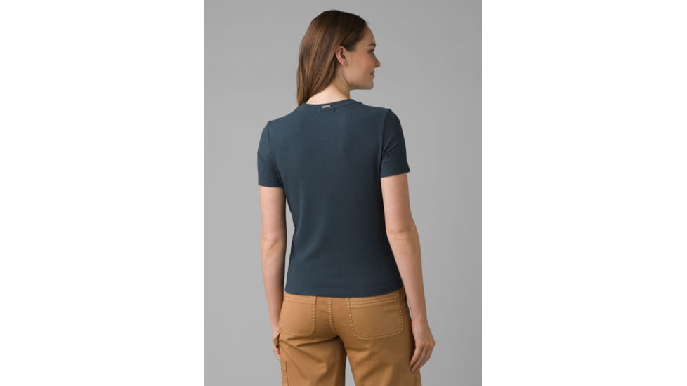 prAna Foundation Rib Tee - Womens, Grey Blue Heather, XS, 1970821-021-XS