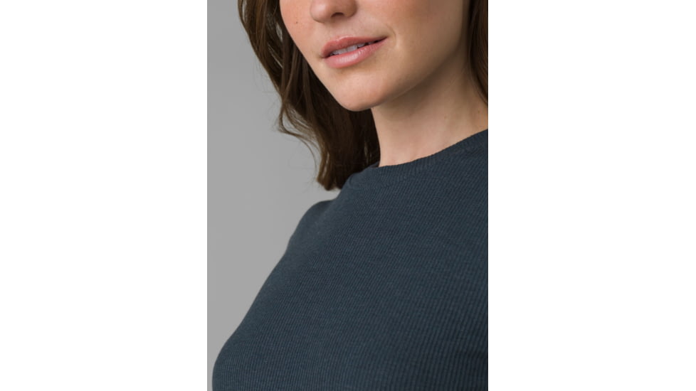 prAna Foundation Rib Tee - Womens, Grey Blue Heather, XS, 1970821-021-XS