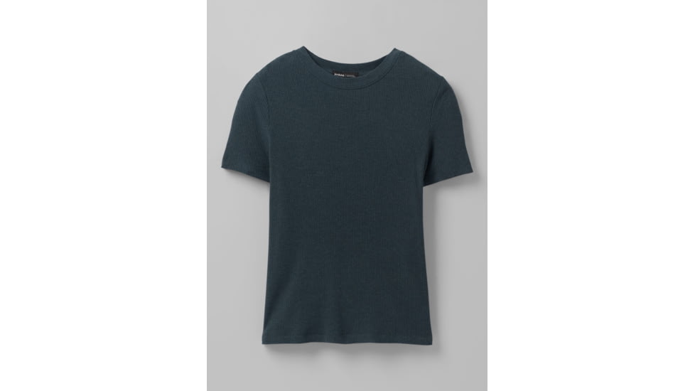 prAna Foundation Rib Tee - Womens, Grey Blue Heather, XS, 1970821-021-XS