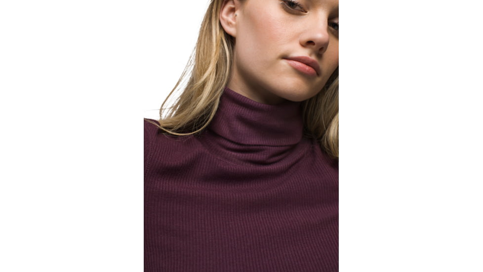 prAna Foundation Rib Turtleneck - Womens, Mulberry Heather, Extra Small, 2045781-500-XS