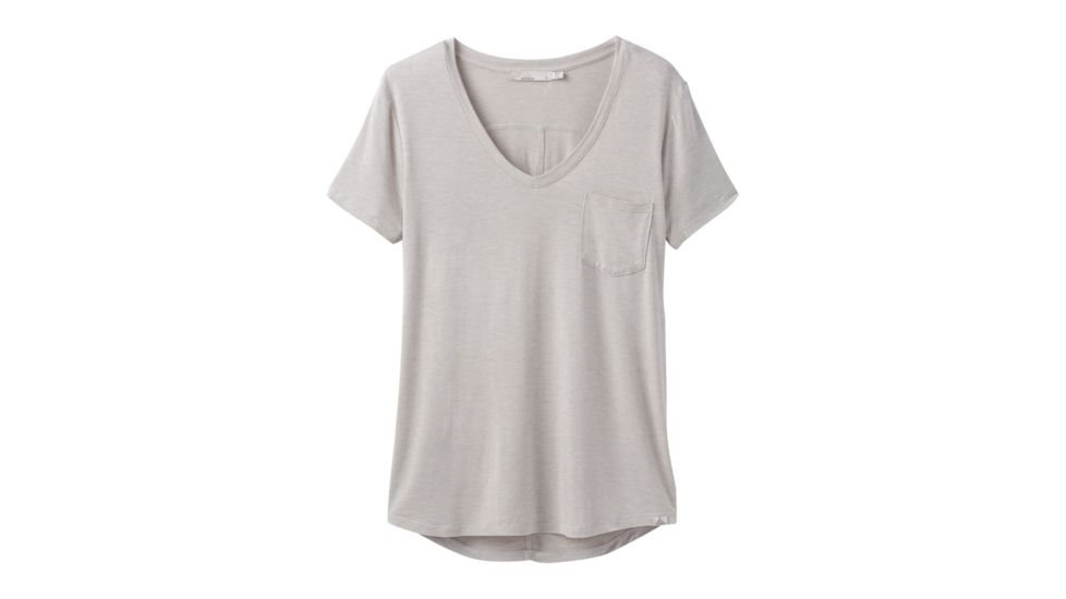 prAna Foundation Short Sleeve V-Neck - Women's, Light Grey Heather, Small, W11170142-LGHT-S