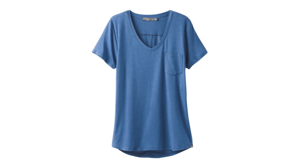 prAna Foundation Short Sleeve V Neck Top Women's, Sunbleached Blue Heather, Large, W11170142-SUHT-L