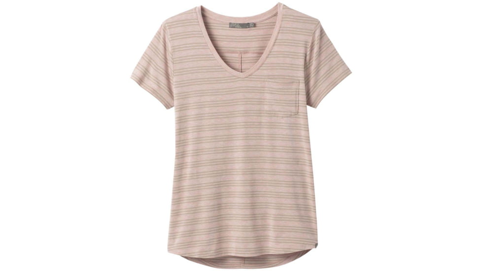 prAna Foundation Short Sleeve V-Neck - Women's, Sparrow Heather Stripe, Small, W11170142-SWHS-S