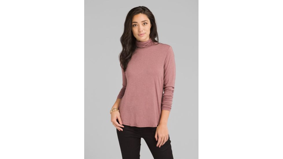 prAna Foundation Turtleneck Shirt - Womens, Dark Mauve Heather, Medium, W23180527-DMVH-M