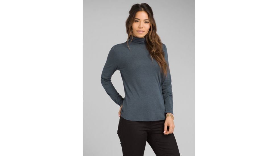 prAna Foundation Turtleneck Shirt - Womens, Grey Blue Heather, Extra Small, W23180527-GBHT-XS
