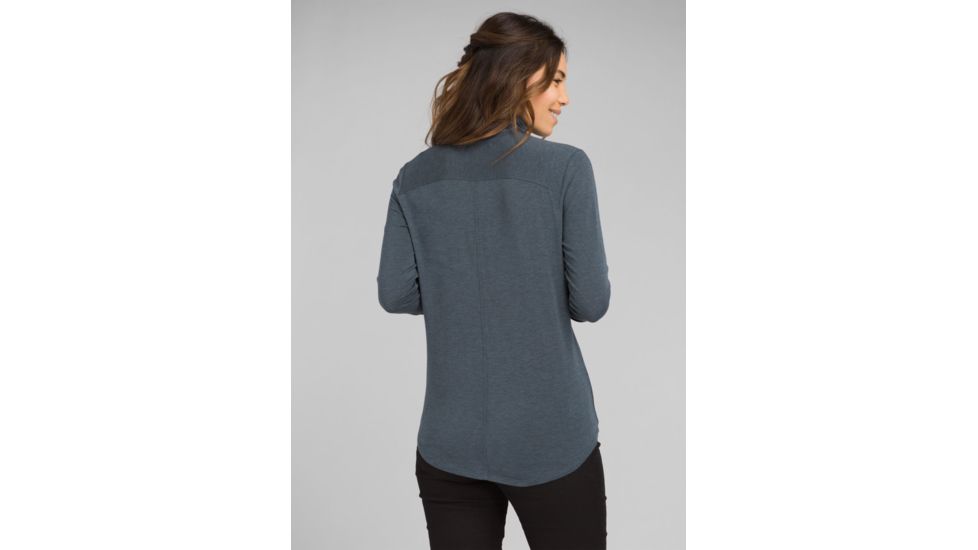 prAna Foundation Turtleneck Shirt - Womens, Grey Blue Heather, Extra Small, W23180527-GBHT-XS