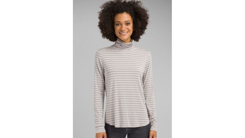 prAna Foundation Turtleneck Shirt - Womens, Light Grey Heather Stripe, Extra Small, W23180527-LGHS-XS