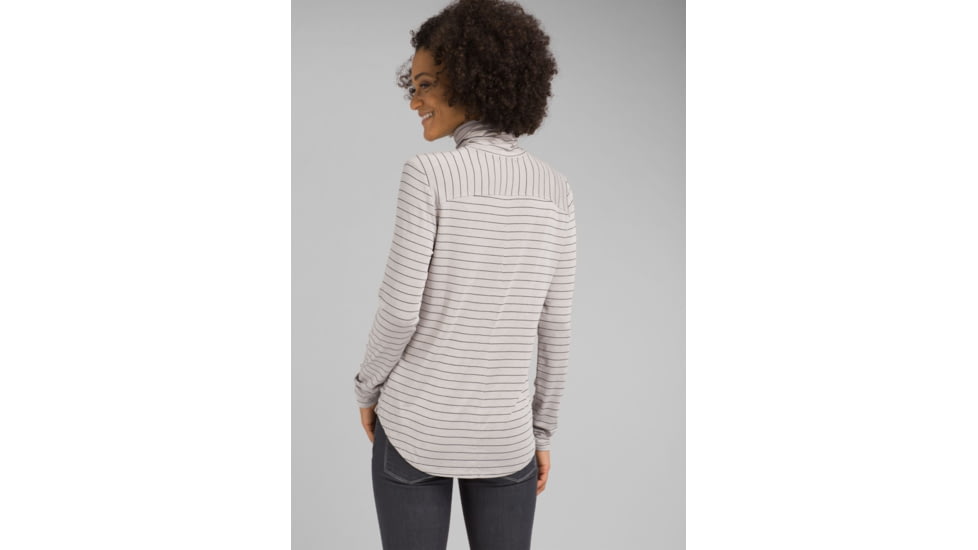 prAna Foundation Turtleneck Shirt - Womens, Light Grey Heather Stripe, Extra Small, W23180527-LGHS-XS