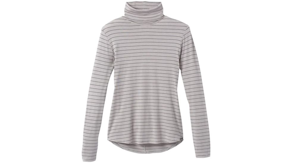 prAna Foundation Turtleneck Shirt - Womens, Light Grey Heather Stripe, Extra Small, W23180527-LGHS-XS