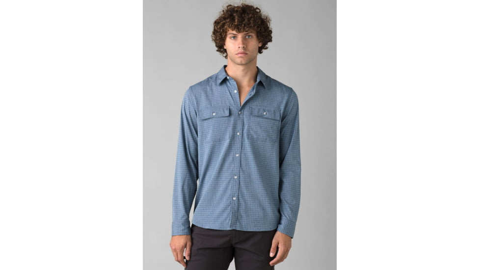prAna Garvan Long Sleeve Shirt - Mens, Antique Blue, Extra Large, 1965681-400-ST-XL