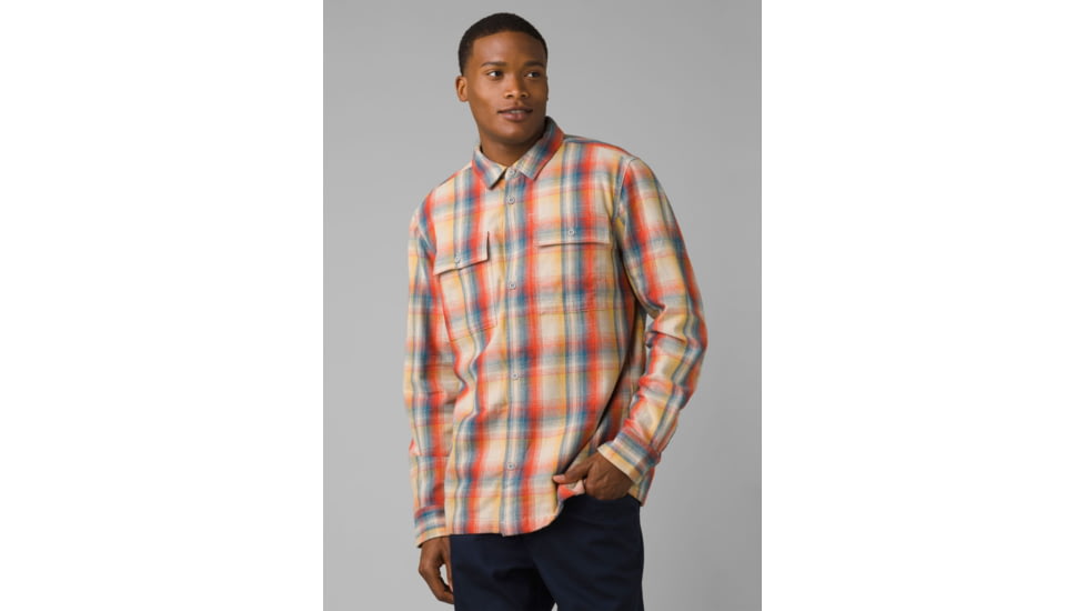 prAna Glover Park Lined Flannel, Stone, XLarge, 1964501-250-ST-XL