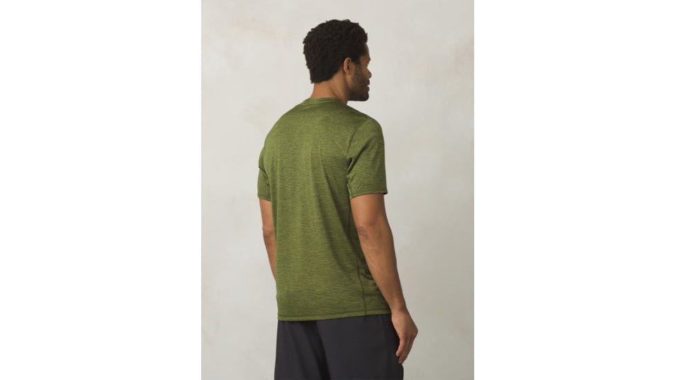Prana Hardesty Short Sleeve Mens, Fern Green Stripe, Small, M11170402-FEGS-S