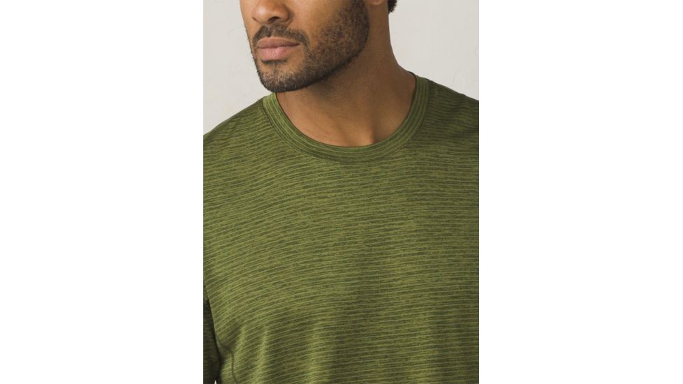 Prana Hardesty Short Sleeve Mens, Fern Green Stripe, Small, M11170402-FEGS-S