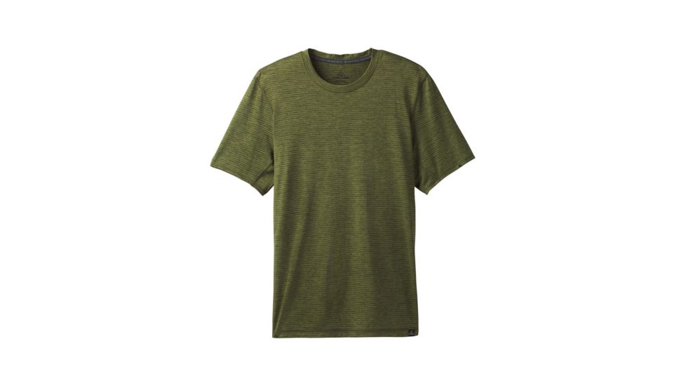 prAna Hardesty Short Sleeve Mens, Fern Green Stripe, Small, M11170402-FEGS-S