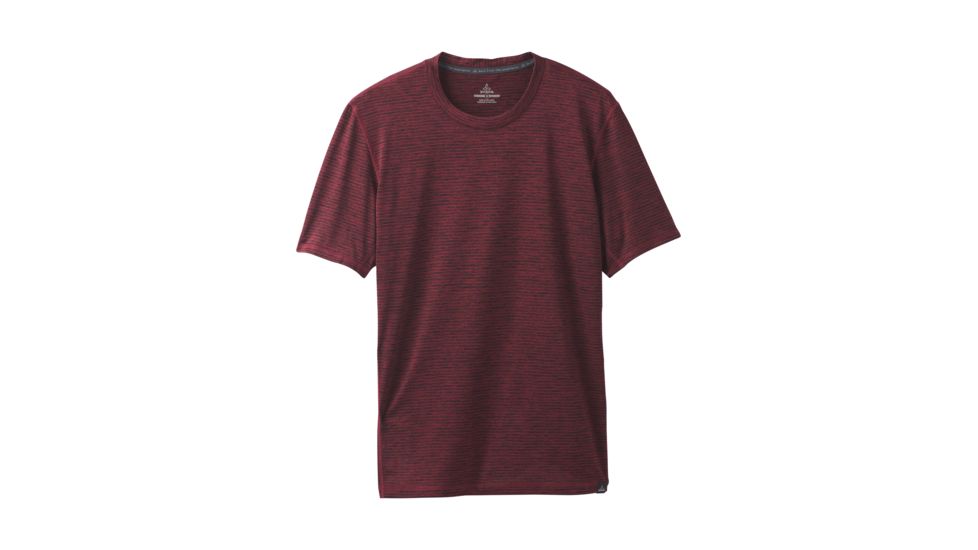 prAna Hardesty Short Sleeve T-Shirt - Mens, Black Cherry Stripe, Medium, M11170402-BCST-M