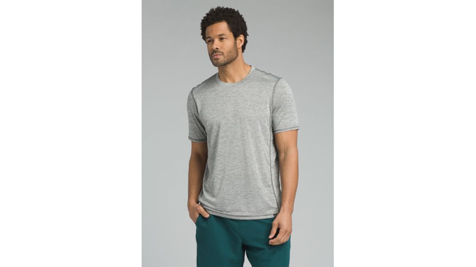 prAna Hardesty Short Sleeve T-Shirt - Men's, Titanium Grey Stripe, Medium, M11170402-TIGS-M