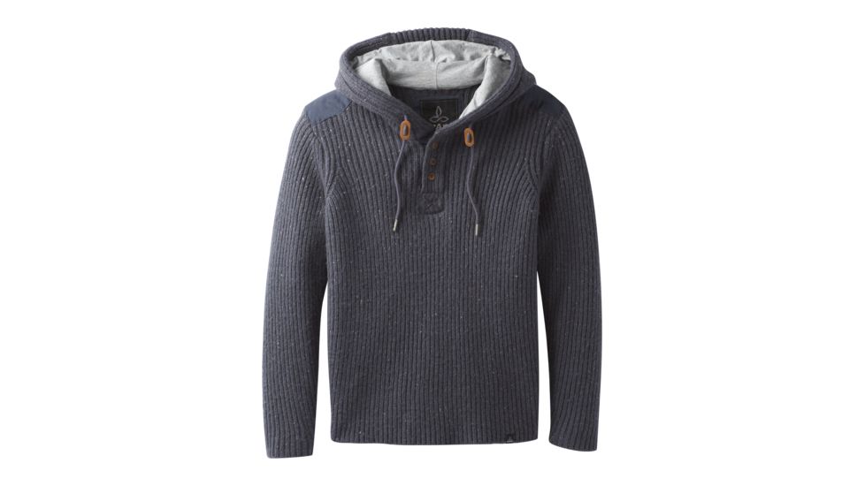 prAna Hooded Henley Sweater - Mens, Coal, Large, M2PHHS316-COAL-L