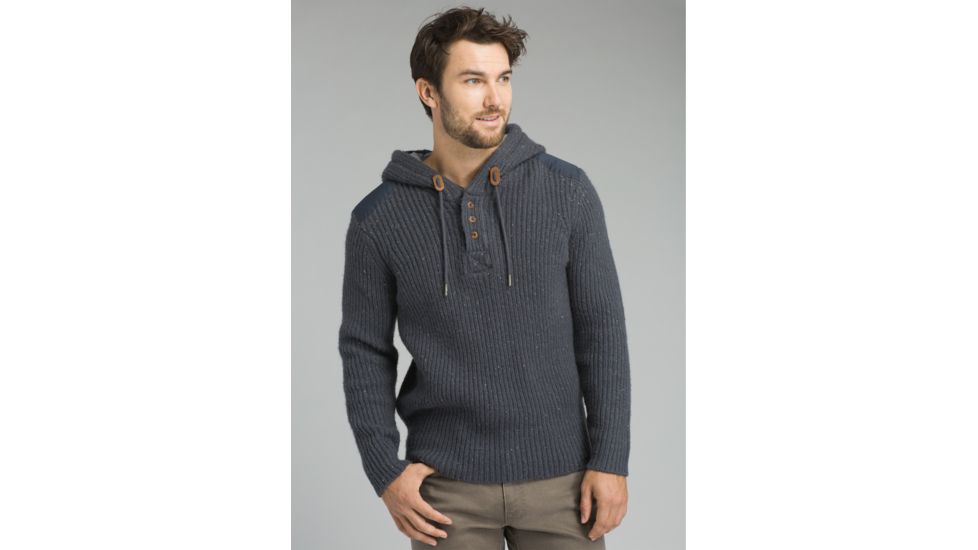 prAna Hooded Henley Sweater - Men's, Coal, Large, M2PHHS316-COAL-L