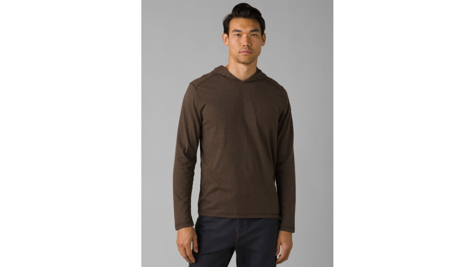 prAna Hooded T-Shirt, Black Olive Heather, Small, 1965541-300-ST-S