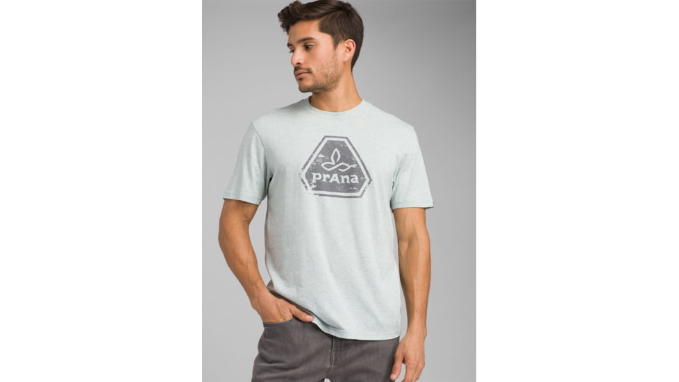 prAna Icon Short Sleeve T-Shirt, Agave Heather, Medium, M11191468 -778-M