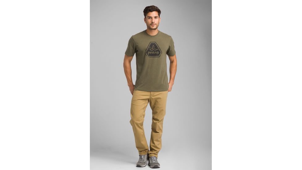 prAna Icon Short Sleeve T-Shirt, Cargo Green Heather, XLarge, M11191468 -319-XL