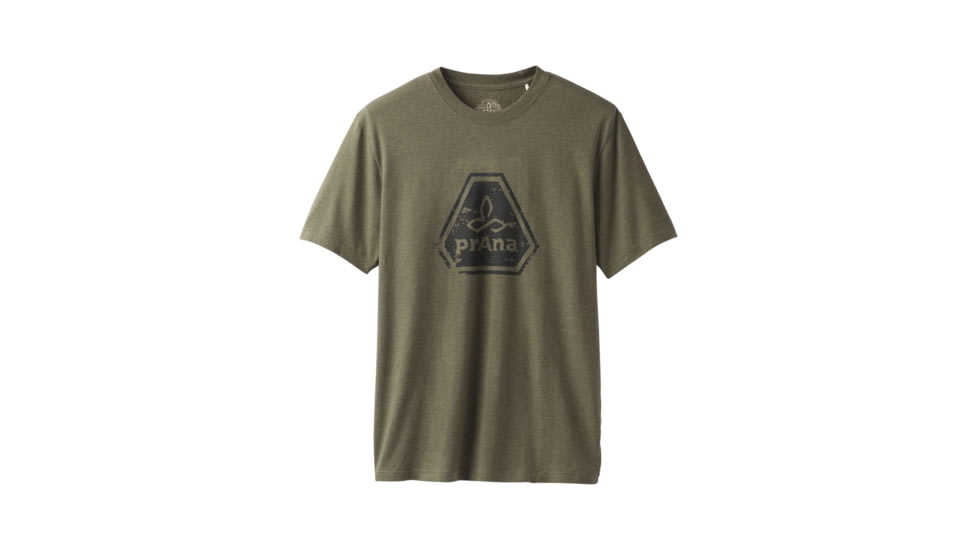 prAna Icon Short Sleeve T-Shirt, Cargo Green Heather, XLarge, M11191468 -319-XL