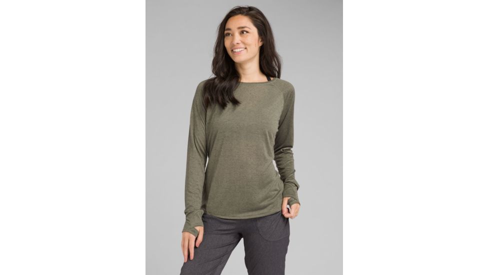 prAna Iselle Long Sleeve Tee - Womens, Rye Green, Large, W21190655-RYGR-L