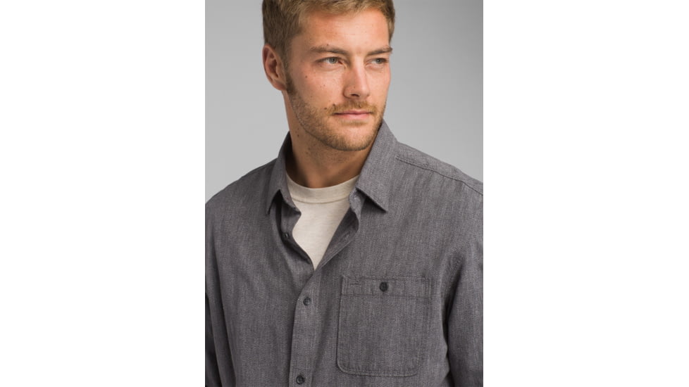 prAna Jaffra Long Sleeve Shirt, Granite, XXLarge, M21191481 -022-XXL